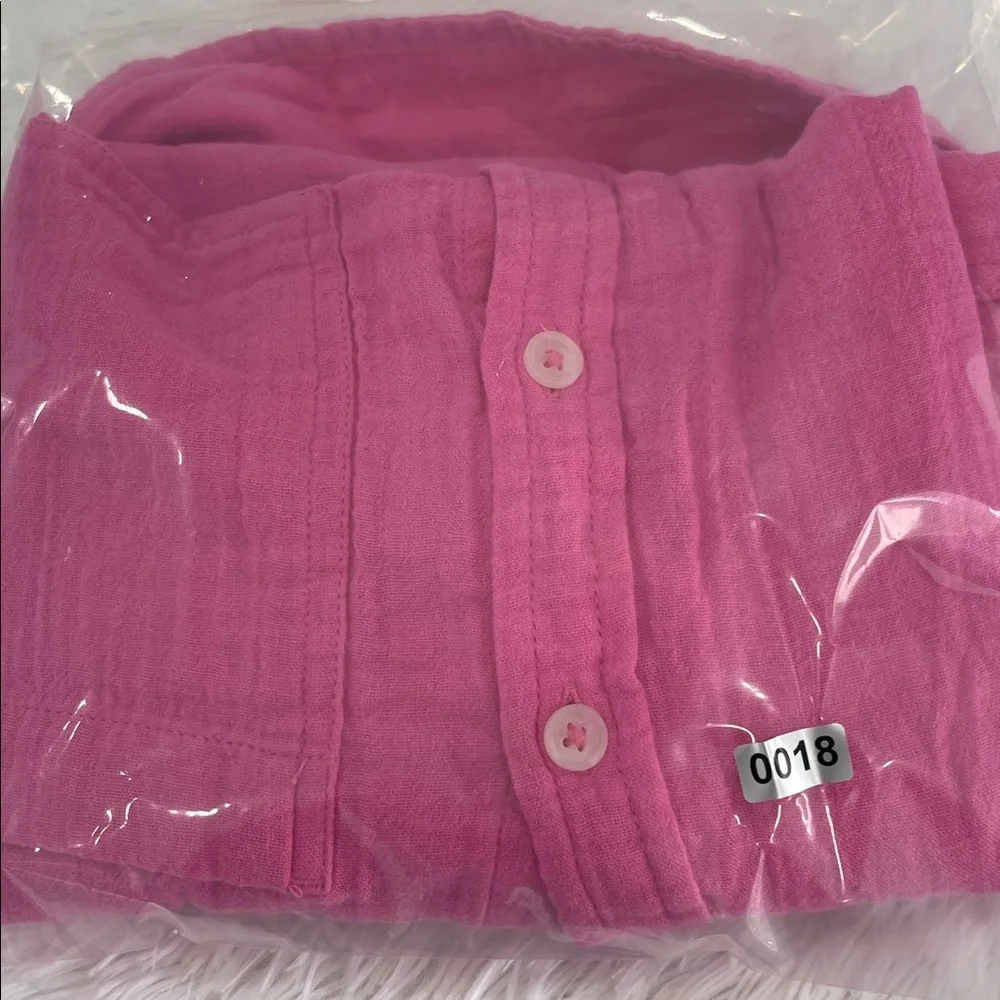 SO Bright Pink Sleeveless Button Down Shirt